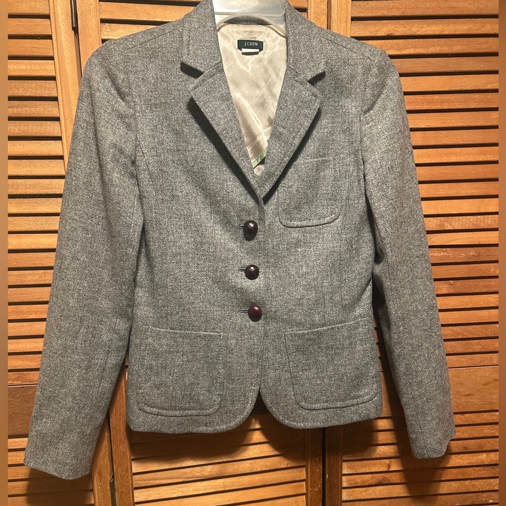 J. Crew Schoolboy Gray Scottish Cloth Wool Blazer
